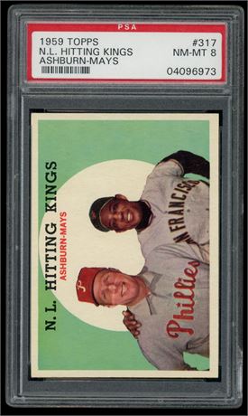1959 Topps #317 NL Hitting Kings Ashburn-Mays PSA 8 NMMT