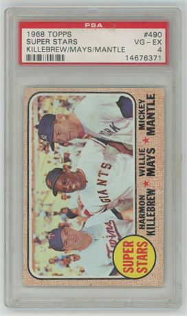 1968 Topps #490 Super Stars (Killebrew/Mays/Mantle) PSA 4 VGEX
