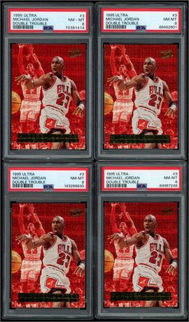 1995 Ultra #3 Michael Jordan Double Trouble PSA 8 Graded Lot (4)
