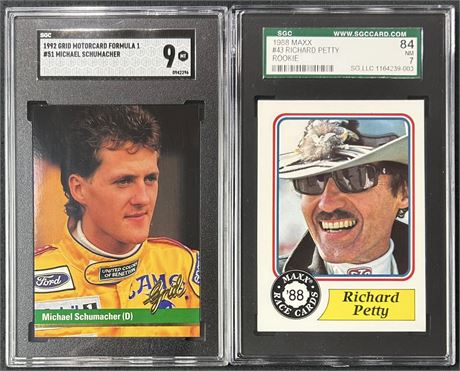 1988-92 Racing Legends Lot (2) Richard Petty SGC 7, Michael Schumacher SGC 9