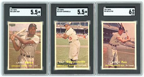 1957 Topps SGC Graded HOF Lot (3) w/ Campanella, Fox, and Doby