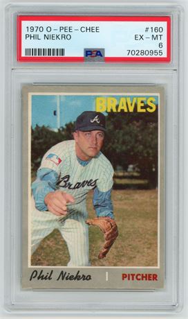 1970 O-Pee-Chee #160 Phil Niekro PSA 6 EXMT Pop 1 Only 8 Higher