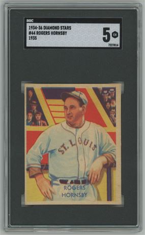 1934-36 Diamond Stars #44 Rogers Hornsby 1935 SGC 5 EX