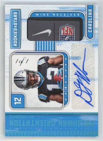 2018 Rookies & Stars DJ Moore RC NFL Shield Tag Patch Auto 1/1