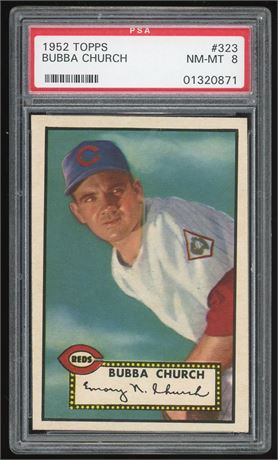 1952 Topps #323 High # Bubba Church PSA 8 NMMT Only 3 Higher