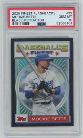 2020 Finest Flashbacks #39 Mookie Betts Black Refractor 2/25 PSA 10 GEM MINT