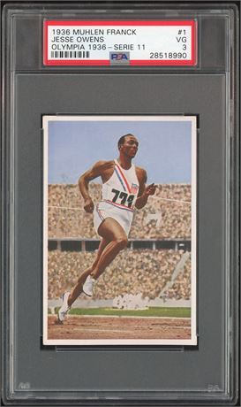 1936 Muhlen Franck #1 Jesse Owens RC Olympia 1936 Serie 11 PSA 3 VG