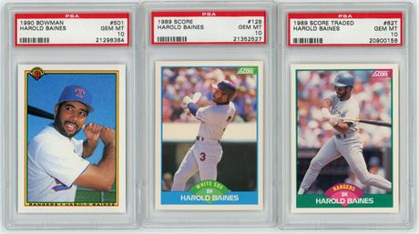 1989-1990 Score/Bowman Harold Baines PSA 10 Graded Lot (3)