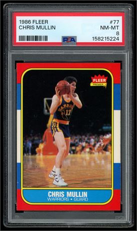 1986 Fleer #77 Chris Mullin RC PSA 8