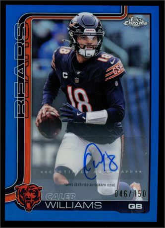 2025 Topps Chrome Caleb Williams Blue Refractor 46/150 Auto