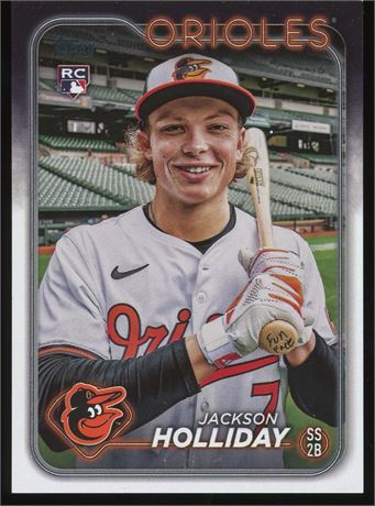2024 Topps Series 2 #697 Jackson Holliday RC SSP Fun Face Bat