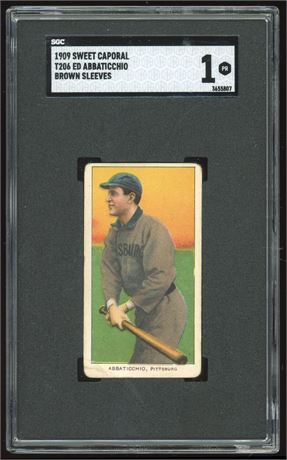 1909-11 T206 Sweet Caporal Ed Abbaticchio Brown Sleeves SGC 1 POOR