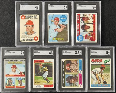 1960s-70s Pete Rose SGC Graded Lot (7)