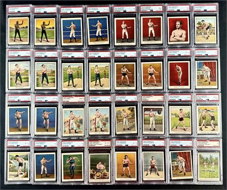 1910 T220 Mecca/Tolstoi PSA lot (32) w/16 HOF Dempsey, Fitzsimmons, Corbett