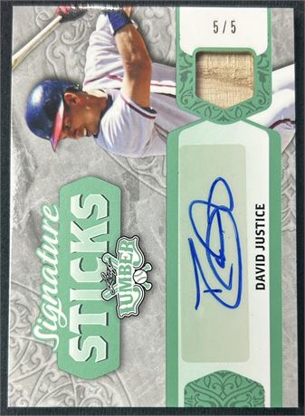 2022 Leaf Lumber Signature Sticks David Justice Auto Game Used Bat Relic 5/5
