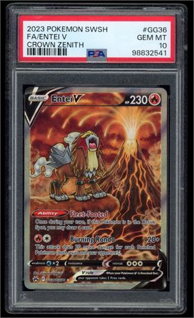 2023 Pokemon SWSH FA Entei V Crown Zenith PSA 10