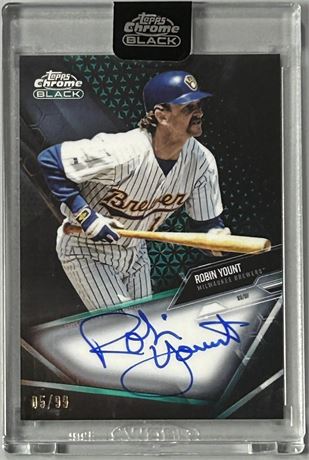 2021 Topps Chrome Black Robin Yount Green Refractor 5/99 Encased On Card Auto