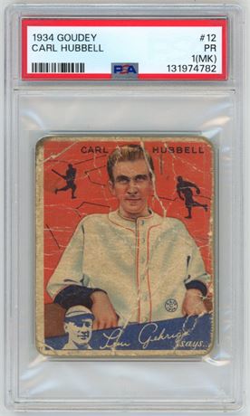 1934 Goudey #12 Carl Hubbell RC PSA 1 Poor (MK)