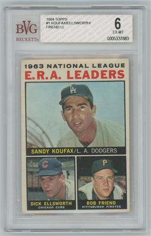 1964 Topps #1 ERA Leaders Koufax BVG 6 EXMT