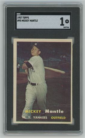 1957 Topps #95 Mickey Mantle SGC 1 POOR