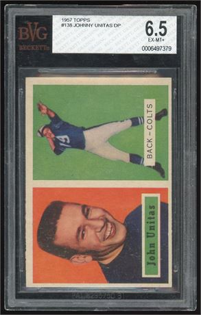 1957 Topps #138 Johnny Unitas RC BVG 6.5 EXMT+