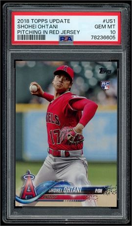 2018 Topps Update Shohei Ohtani RC Pitching In Red Jersey PSA 10