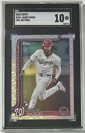 2025 Topps #181 James Wood RC Foil Pattern SGC 10 GEM MINT