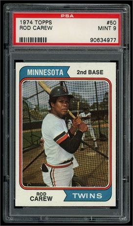 1974 Topps #50 Rod Carew PSA 9 MINT Only 7 Higher