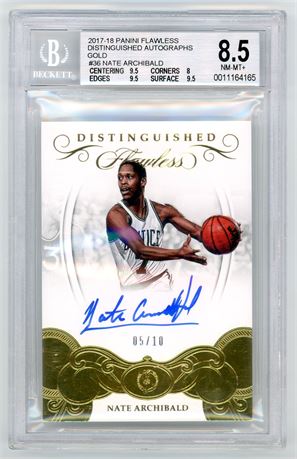 2017 Panini Flawless #36 Nate Archibald Distinguished Auto Gold BGS 8.5 Auto 10