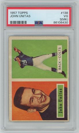 1957 Topps #138 Johnny Unitas RC PSA 3(MK)