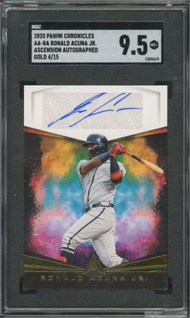 2020 Panini Chronicles Ronald Acuna Jr Ascension Autographed Gold 4/15 SGC 9.5