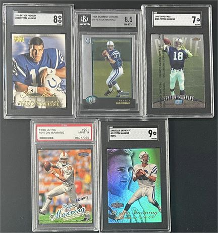 (5) 1998 Peyton Manning RC Graded Lot