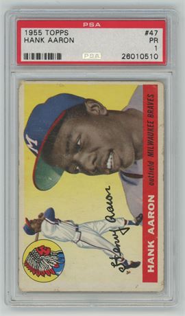 1955 Topps #47 Hank Aaron PSA 1 POOR