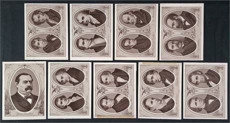 1885 U.S. Presidents Souvenir Portrait Lot (9) W/ Lincoln/Jefferson Low Grade