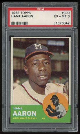 1963 Topps #390 Hank Aaron PSA 6 EXMT