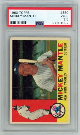 1960 Topps #350 Mickey Mantle PSA 3.5 VG+