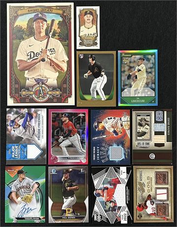 Baseball Star Lot (12) w/ Ohtani/Skenes/Griffey Jr/Freeman/Banks/#'d/Patches