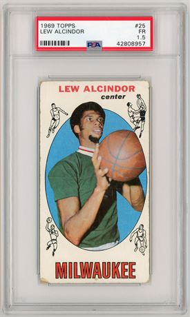 1969 Topps #25 Kareem Abdul-Jabbar RC PSA 1.5 FAIR
