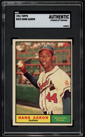 1961 Topps #415 Hank Aaron SGC Authentic (Trimmed)