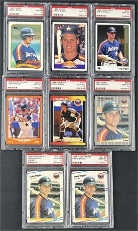 1988-1989 Craig Biggio RC's PSA Graded Lot (8) All PSA 10's GEM MINT