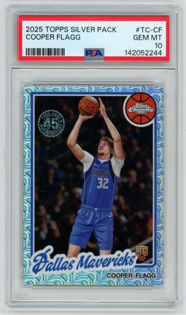 2025 Topps Silver Pack Cooper Flagg RC 45th Anniversary Mojo Refractor PSA 10