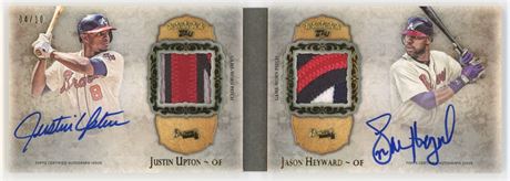 2013 Topps Five Star Justin Upton & Jason Heyward Dual Patch Auto 4/10 Booklet