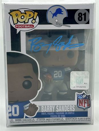 2017 Funko Pop Football Barry Sanders Blue Auto - Beckett