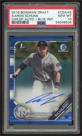 2019 1st Bowman Chrome Draft Aaron Schunk 57/150 PSA 10 GEM MINT