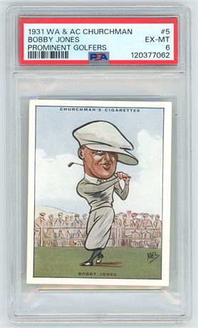 1931 WA & AC Churchman #5 Bobby Jones Prominent Golfers PSA 6 EXMT