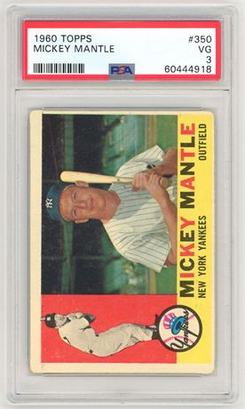 1960 Topps #350 Mickey Mantle PSA 3 VG