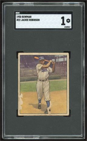 1950 Bowman #22 Jackie Robinson SGC 1 POOR