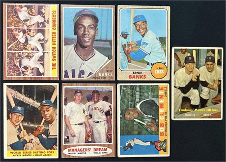 1950s-60s Low Grade Major Stars Lot w/ Mantle, Aaron, Mays, Clemente