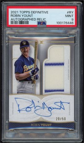 2021 Topps Definitive Robin Yount Autographed Relic 20/50 PSA 9