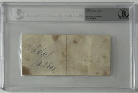 Kareem Abdul-Jabbar Signed Check BGS Authentic